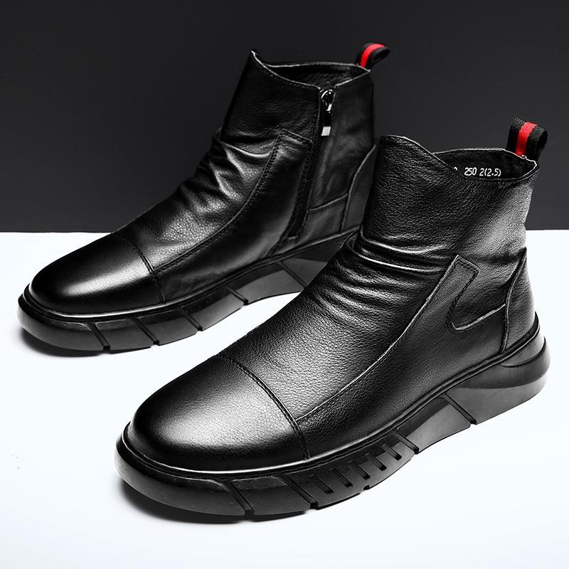 All black chef shoes men's waterproof non-slip and oil-proof kitchen special sports and leisure leather shoes pure black outdoor labor insurance men's shoes