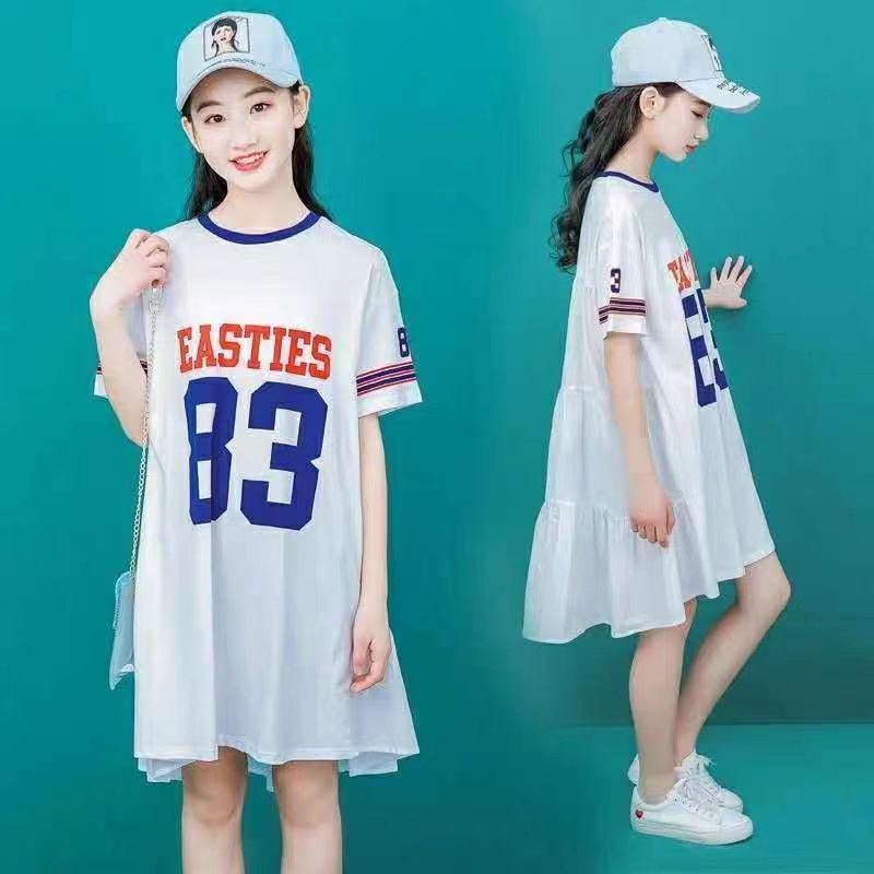 Net red girls' dress foreign style skirt summer  new big girl 12 Korean version of children's 15-year-old summer dress