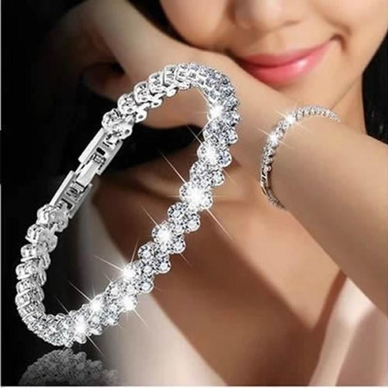 silver bracelet for women crystal heart wedding jewelry gift【4