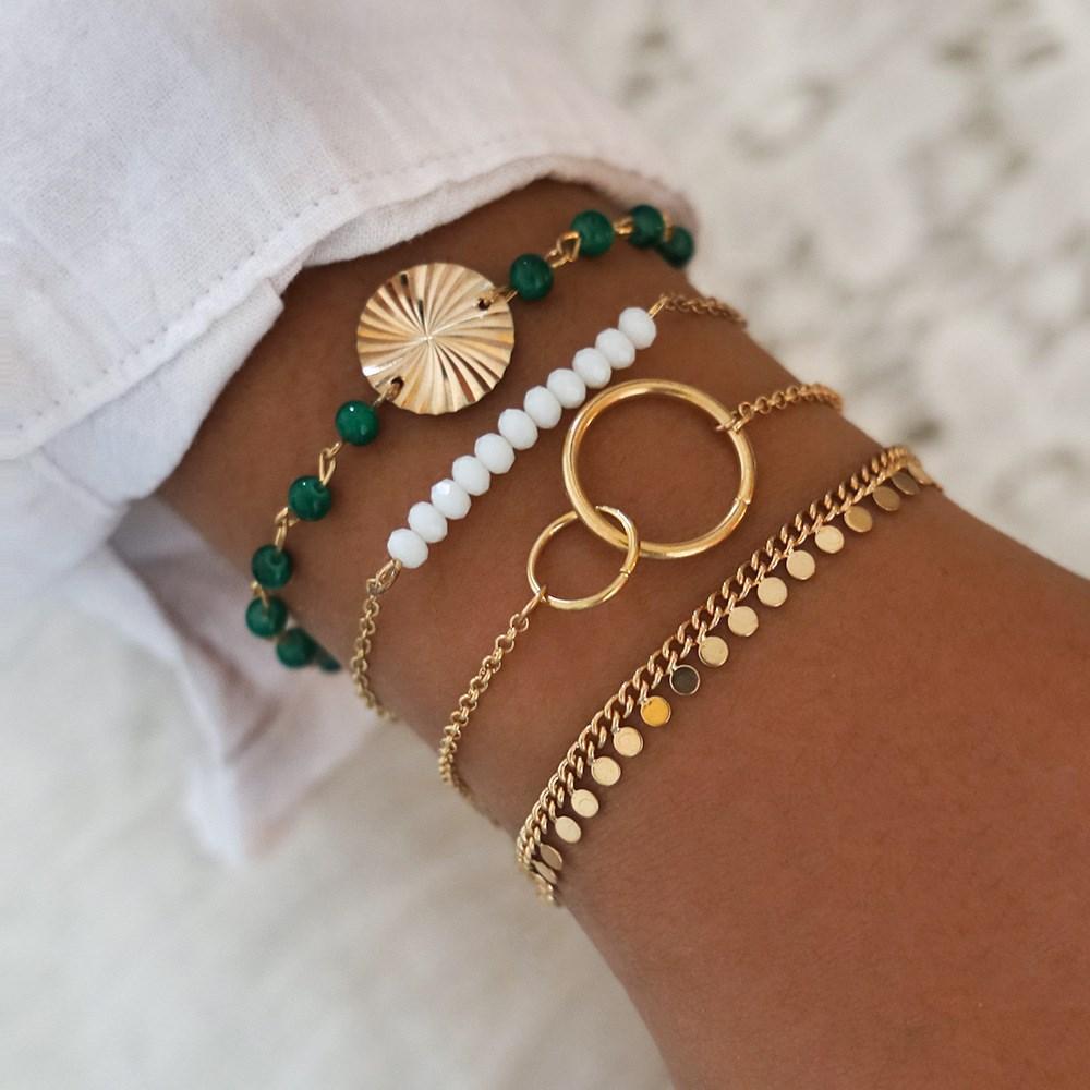 chain bracelets set for women bead bangle party jewelry gift【4
