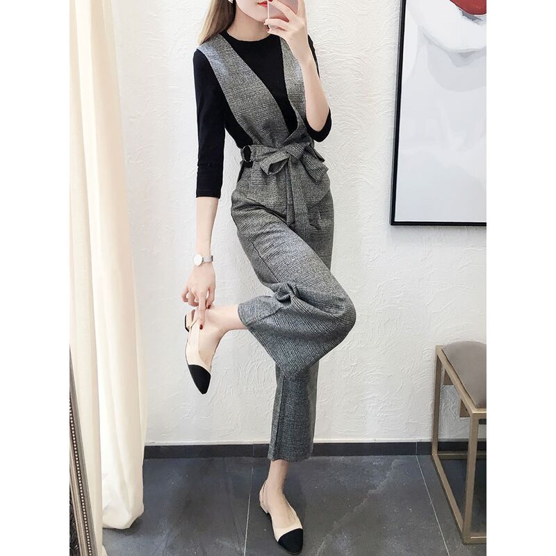 Two-piece fashion suit 2022 autumn and winter new femininity wide-leg pants women's foreign style age-reducing three-piece suit