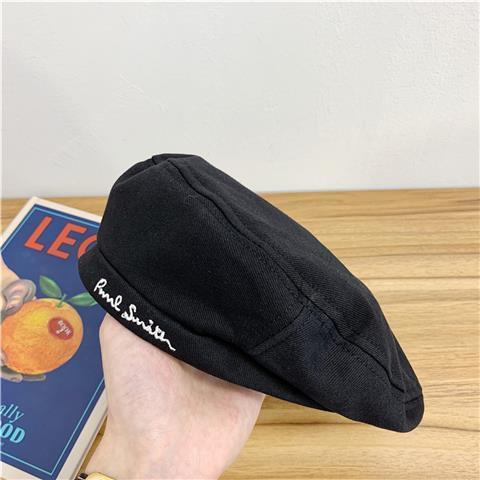 Japanese black letters embroidered beret women's summer thin section British retro painter's cap casual all-match octagonal hat