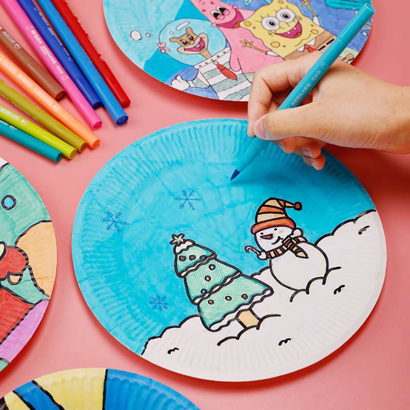 一次性白色纸盘幼儿园画画蛋糕盘子手工diy纸碗纸碟儿童美术材料