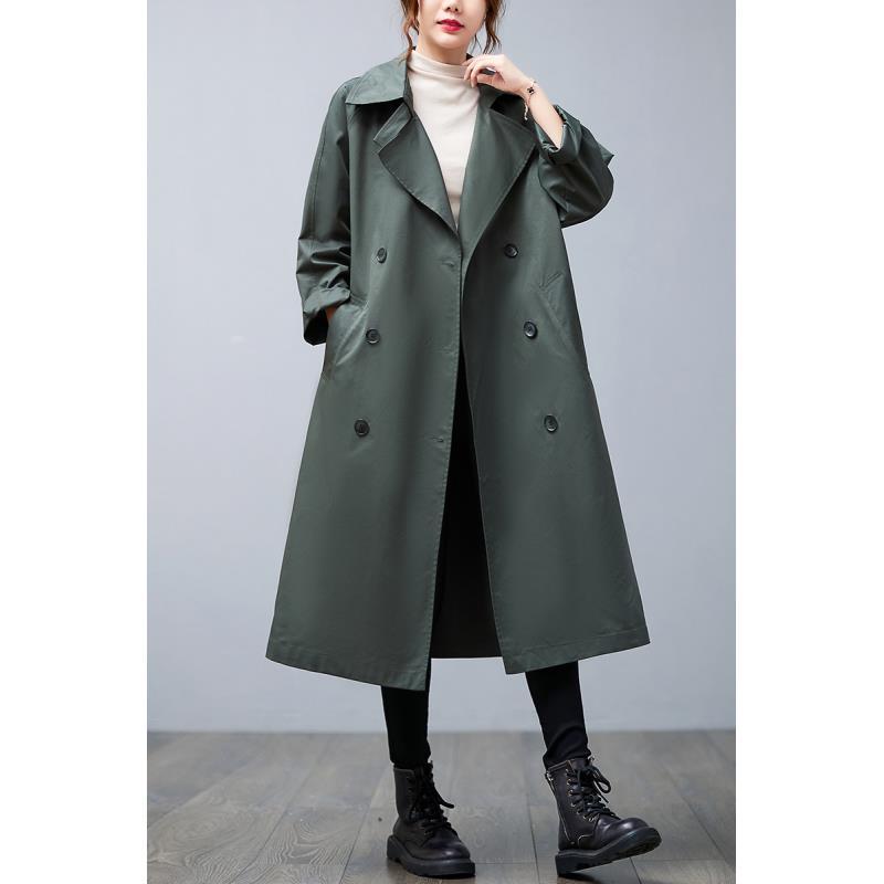 Fat mm large size women's autumn loose mid-length over-the-knee suit collar windbreaker jacket casual all-match cardigan coat