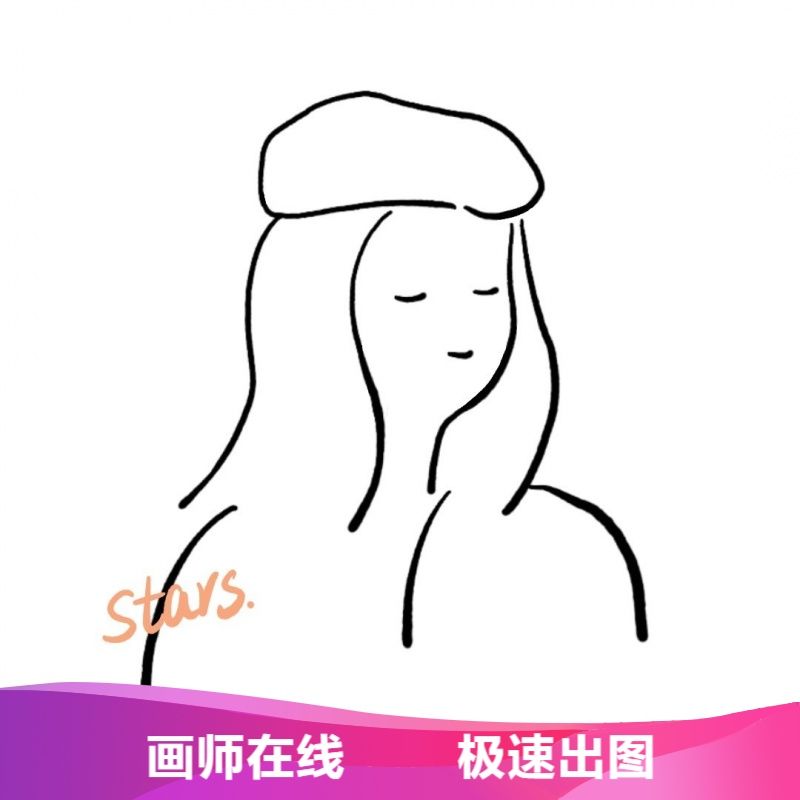 简约手绘插画ins极简风头像人物线条设计简笔画真人