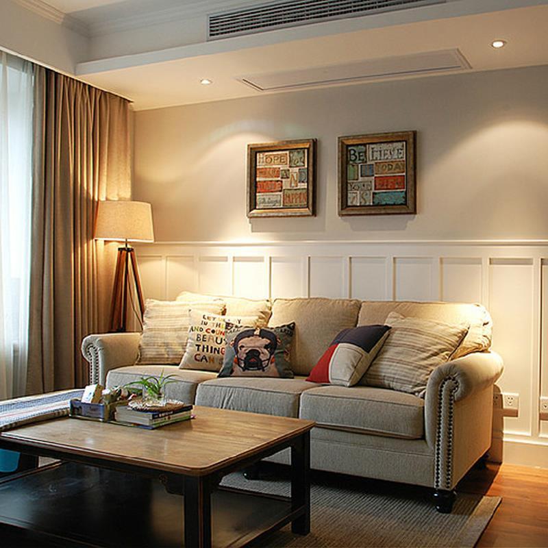 简约美式三人布艺沙发欧式复古样板房地中海小户型单双位组合