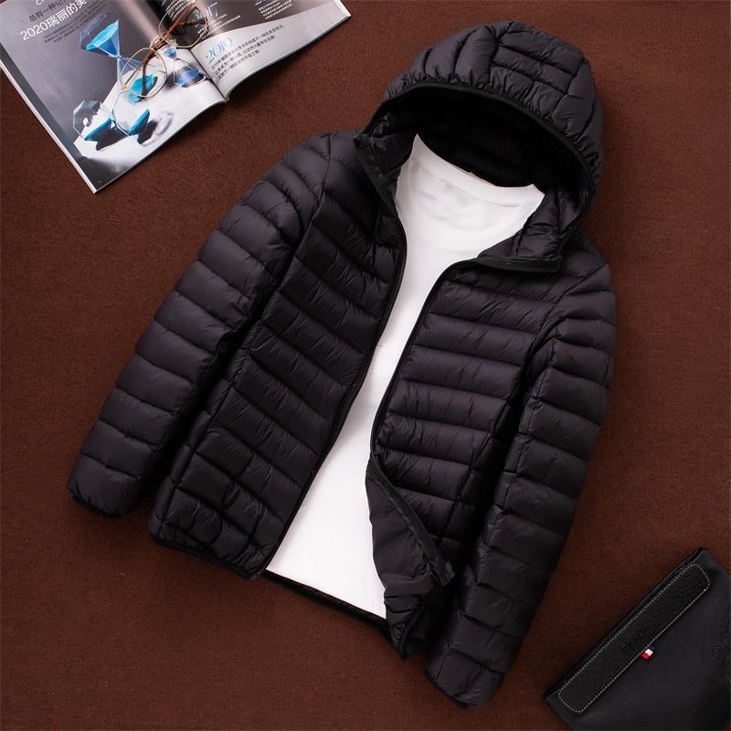 New light down jacket men's stand-up collar slim fit thin lightweight down jacket plus size youth men's hooded trend