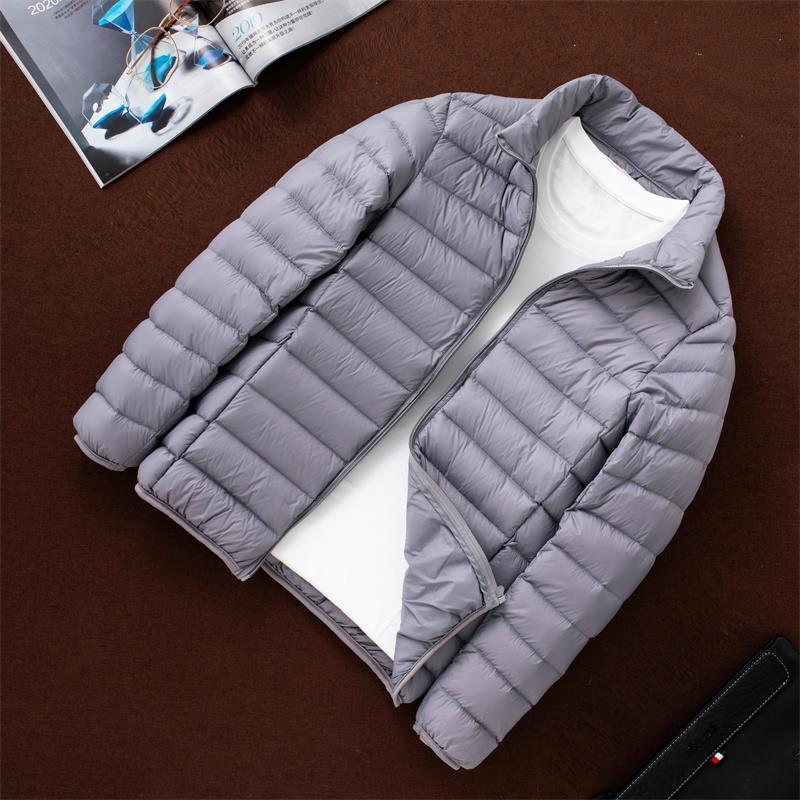 New light down jacket men's stand-up collar slim fit thin lightweight down jacket plus size youth men's hooded trend