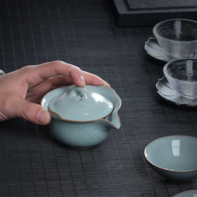 龙泉青瓷手抓壶盖碗茶侧陶瓷功夫茶具茶壶单壶快客杯可养开片家用