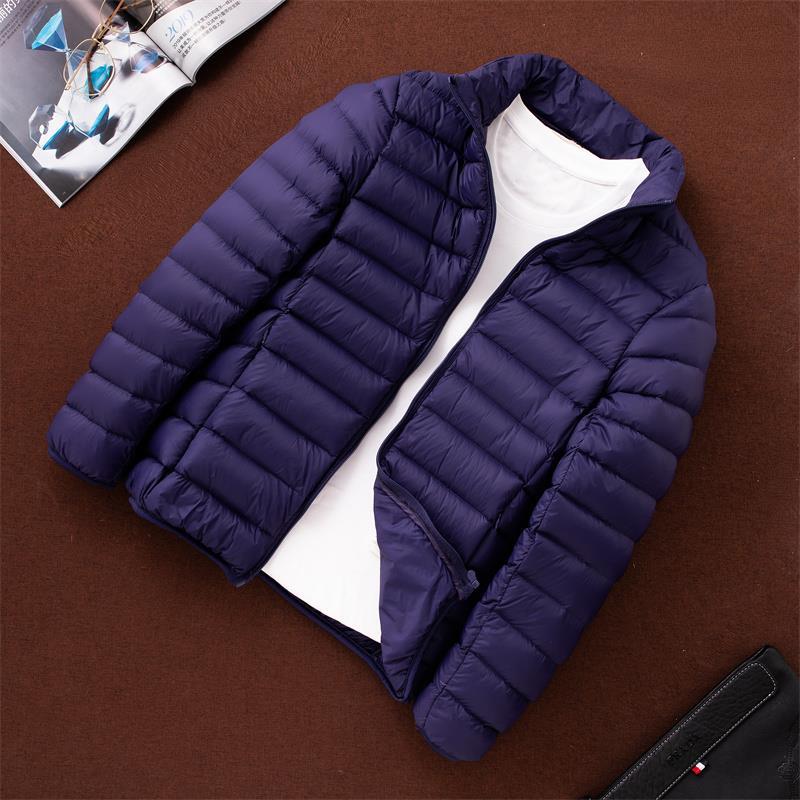 New light down jacket men's stand-up collar slim fit thin lightweight down jacket plus size youth men's hooded trend