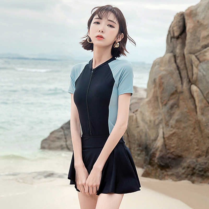 泳衣女ins風遮肚顯瘦性感韓國ins連體裙式保守游泳衣仙女范泳裝女