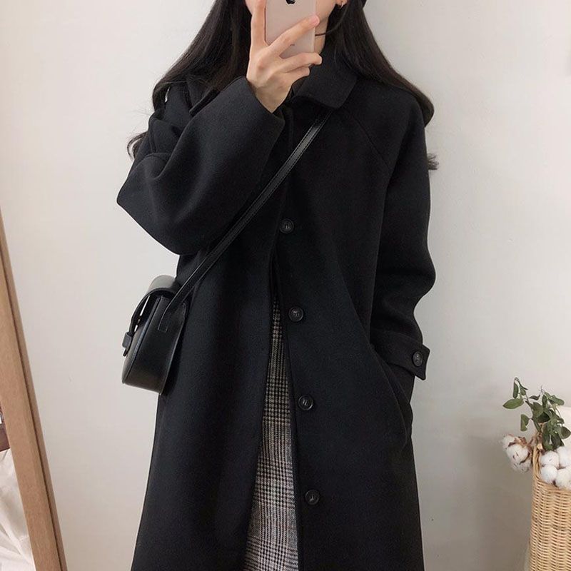 2021秋冬流行外套,2021秋冬流行款式 赫本风毛呢外套女2021秋冬装新款韩版流行加厚黑色中