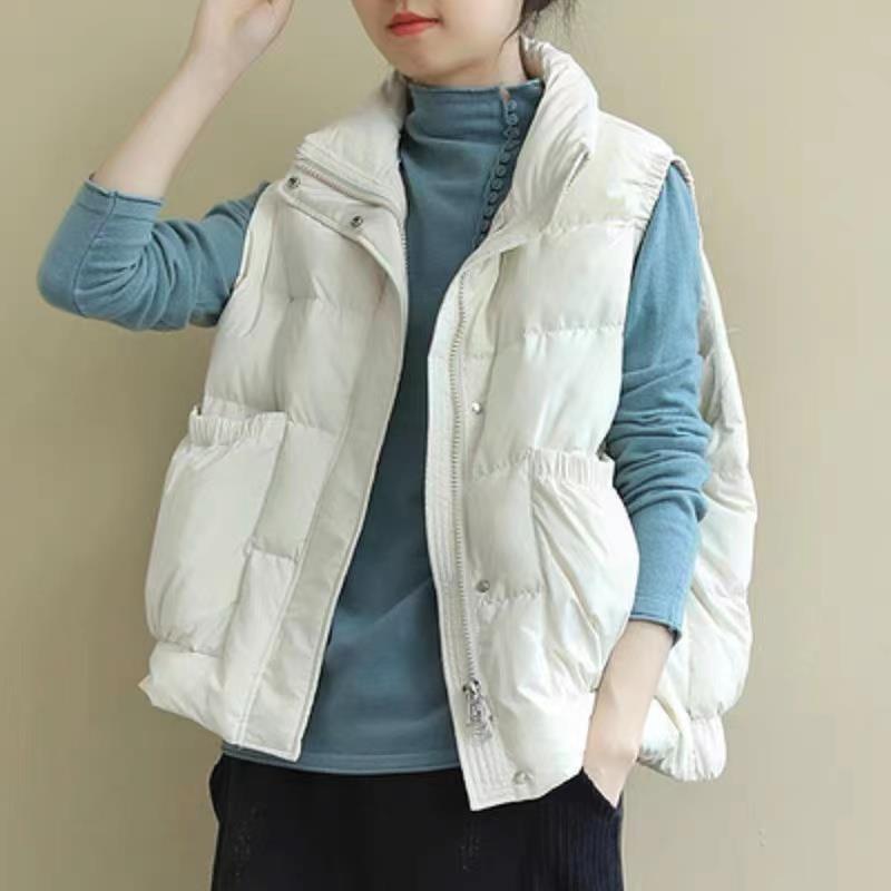 Down cotton vest female 2022 autumn and winter new Korean version loose ins Kan European station vest vest waistcoat outside wear tide
