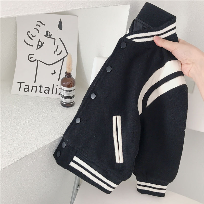 Korean version of children's casual jacket 2022 autumn new boys and girls splicing baseball uniforms children's foreign style tops