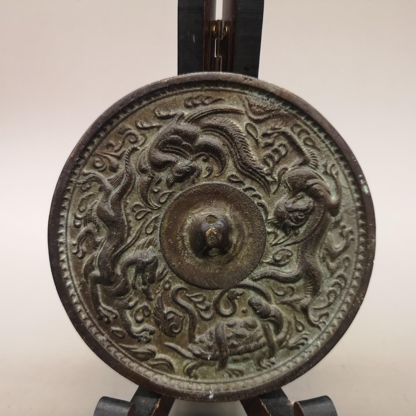 古玩收藏 古青铜器铜镜 战国汉代瑞兽铜镜 唐镜 四兽图铜镜 包浆