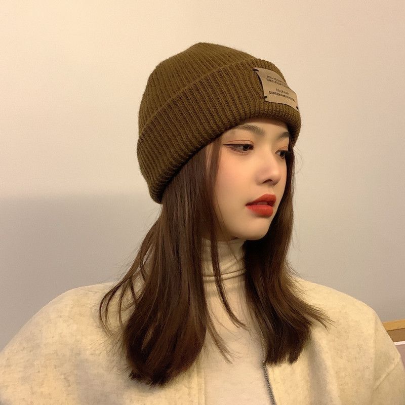 帽子潮复古贴布情侣毛线帽女冬季日系保暖学生韩版ins护耳针织帽