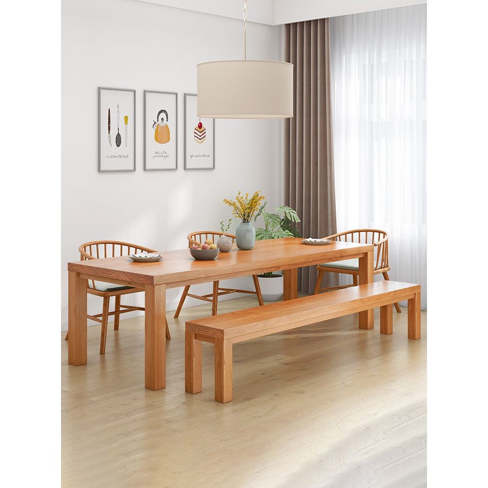 北欧餐桌椅组合实木饭桌家用现代简约客厅餐厅桌子长一桌六椅6人