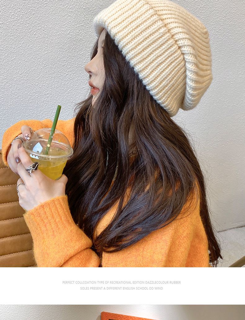 INS thickened warm large edition woolen hat for children's versatile autumn and winter, with a large head, a small face,_voghion.com