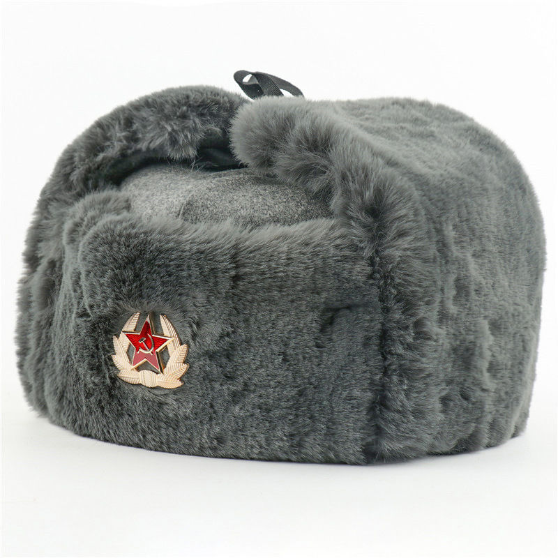 苏联徽章毛呢雷锋帽户外防寒加厚加绒男女冬季保暖护耳棉帽