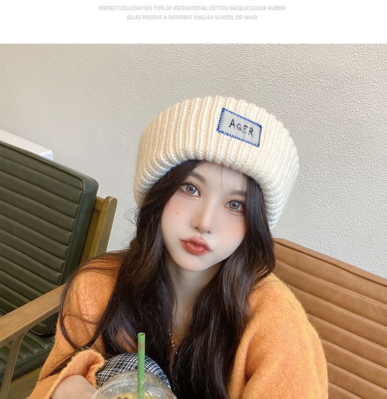 INS thickened warm large edition woolen hat for children's versatile autumn and winter, with a large head, a small face,_voghion.com
