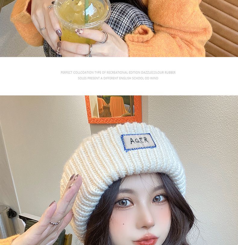 INS thickened warm large edition woolen hat for children's versatile autumn and winter, with a large head, a small face,_voghion.com