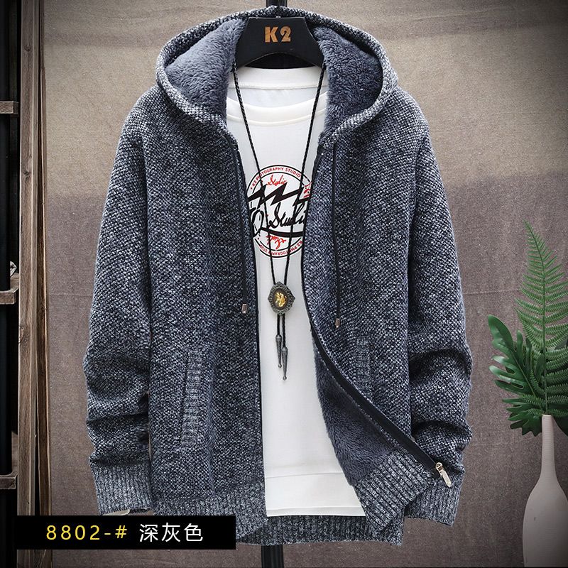 Cardigan con cappuccio spesso e morbido a tutta velocità con cerniera, maglione spesso, maglione oversize autunnale e invernale, giacca di peluche_voghion.com
