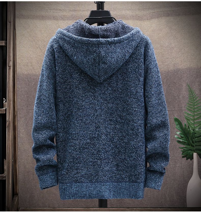 Cardigan con cappuccio spesso e morbido a tutta velocità con cerniera, maglione spesso, maglione oversize autunnale e invernale, giacca di peluche_voghion.com