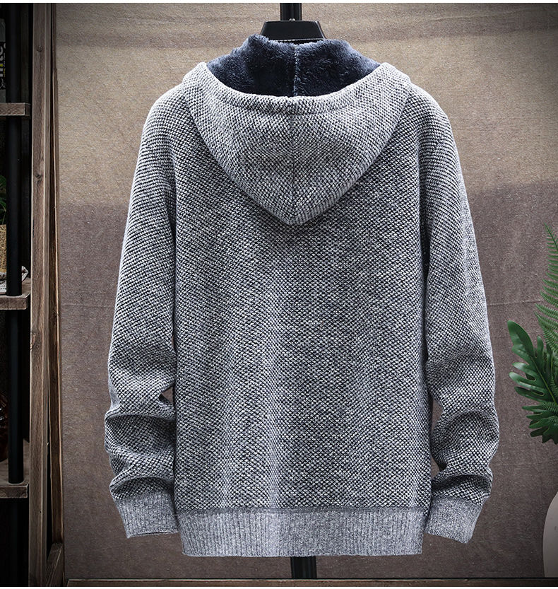 Cardigan con cappuccio spesso e morbido a tutta velocità con cerniera, maglione spesso, maglione oversize autunnale e invernale, giacca di peluche_voghion.com