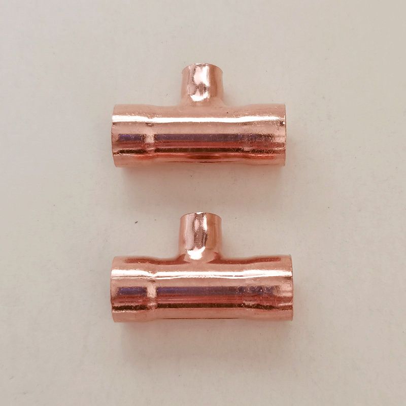 推荐紫铜焊接异径t型空调制冷铜中小三通变径加厚给水铜接头28-42