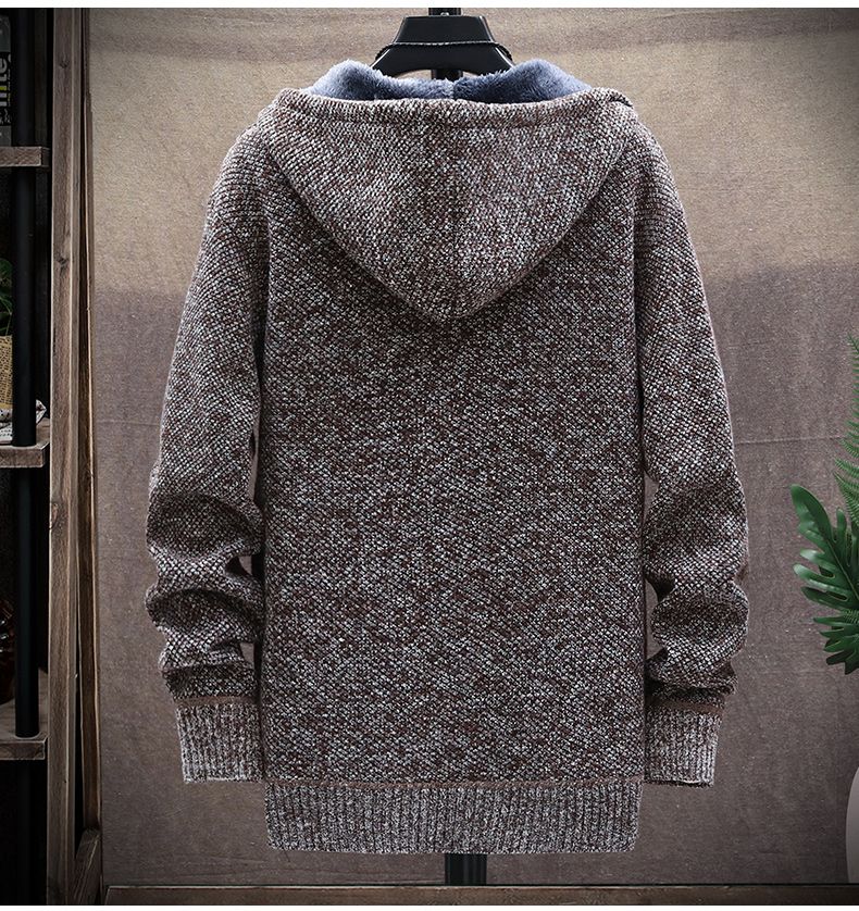 Cardigan con cappuccio spesso e morbido a tutta velocità con cerniera, maglione spesso, maglione oversize autunnale e invernale, giacca di peluche_voghion.com