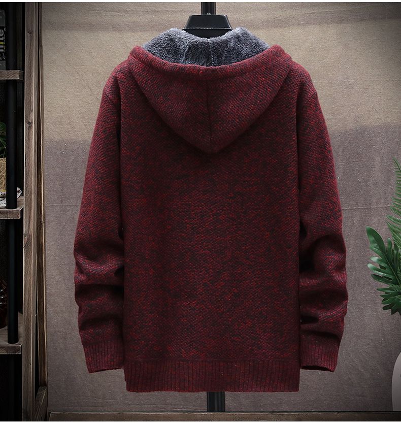 Cardigan con cappuccio spesso e morbido a tutta velocità con cerniera, maglione spesso, maglione oversize autunnale e invernale, giacca di peluche_voghion.com