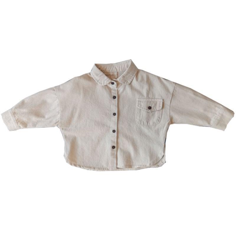 Japanese boy cotton shirt 2022 spring and autumn children's loose children's cotton summer long-sleeved fashion jacket