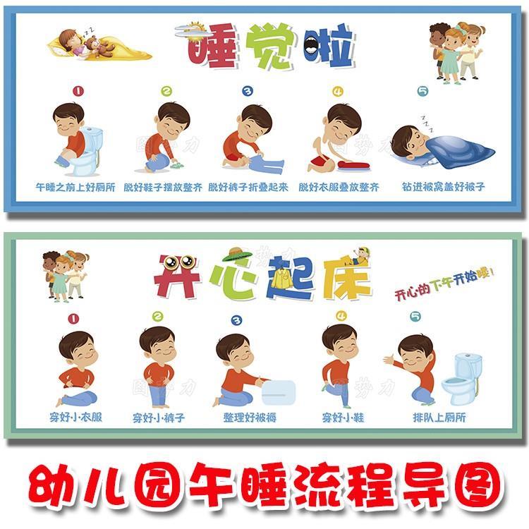 幼儿园午睡室提示图托管早教起床流程墙贴纸休息室装饰布置海报画【2