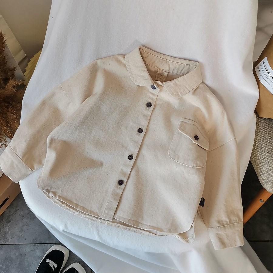 Japanese boy cotton shirt 2022 spring and autumn children's loose children's cotton summer long-sleeved fashion jacket