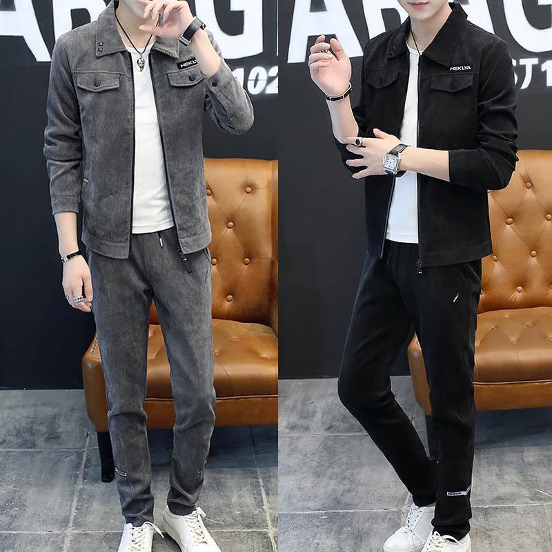 两件套男休闲套装卫衣服一套春秋季韩版搭配潮流帅气青年春季外套