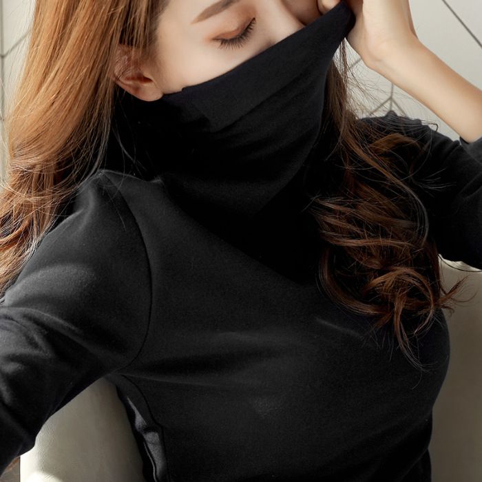88712-2021秋冬高领打底衫女长袖纯色韩版女装保暖修身显瘦体恤女上衣-详情图