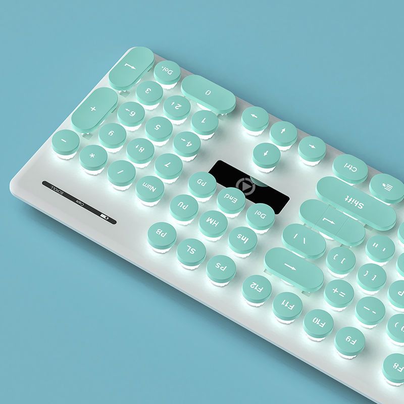 银雕V8有线键盘鼠标套装发光圆键女生高颜值键盘游戏办公电脑外设