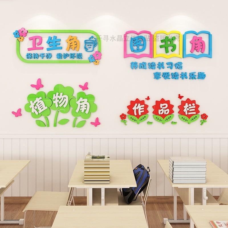 图书角布置装饰小学教室布置装饰班级文化墙卫生角作品栏创意贴画