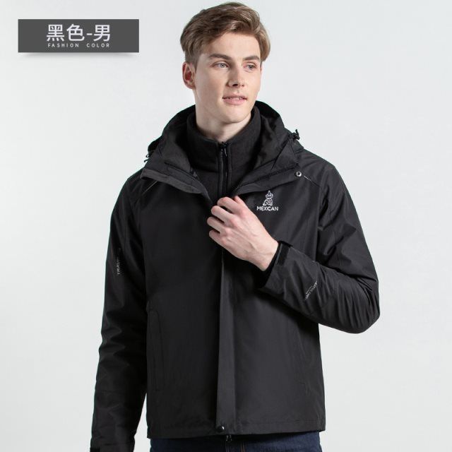 正品牌稻草人户外冲锋衣女三合一两件套加绒加厚男冬