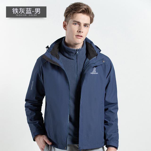 正品牌稻草人户外冲锋衣女三合一两件套加绒加厚男冬