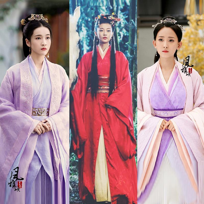 影视古装容乐张雪迎同款女汉服妃子贵妃红色中式喜服婚服演出服装【3