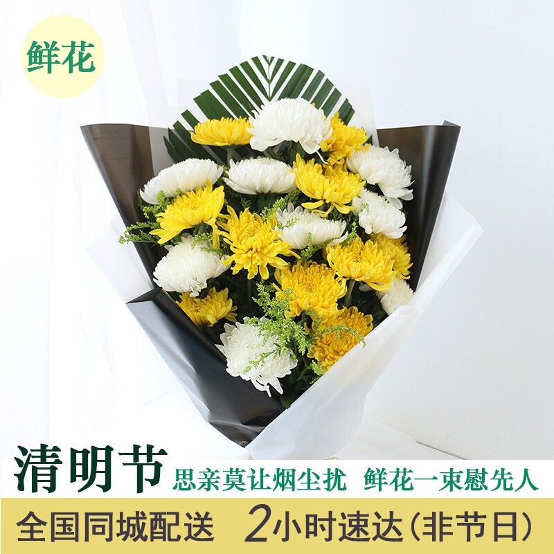 鲜花清明节菊花鲜花速递 扫墓祭祀纪念追悼鲜花花束 全国同城北京