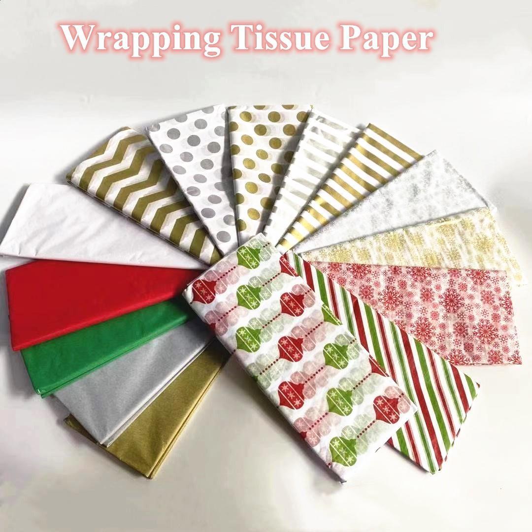 christmas gift wrapping tissue paper圣诞节金色包装饰雪梨纸薄