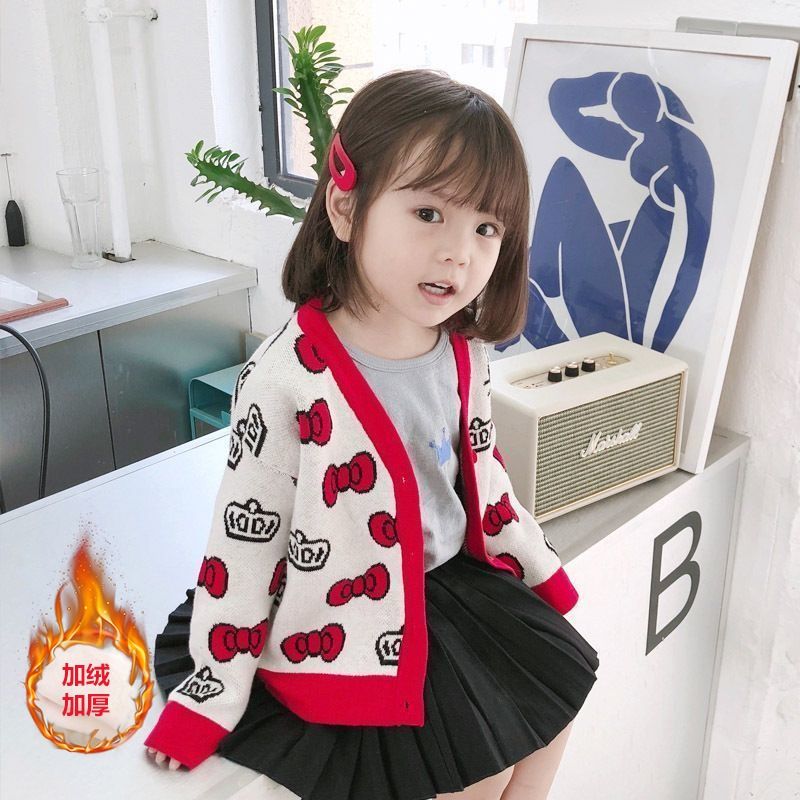 Girls Sweater Cardigan  New Women's Autumn Clothing Western Style Korean Style Children's Clothing Baby Autumn Sweater Jacket