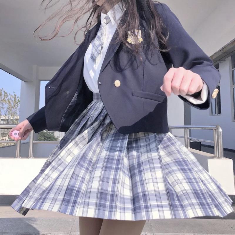 jk制服裙日系学生秋冬少女装大佬外套2xl学院伪娘半身裙职业套.