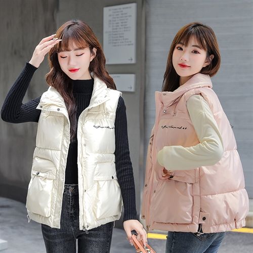 亮面羽绒棉马甲女短款2021秋冬新款韩版百搭背心坎肩外穿马夹外套