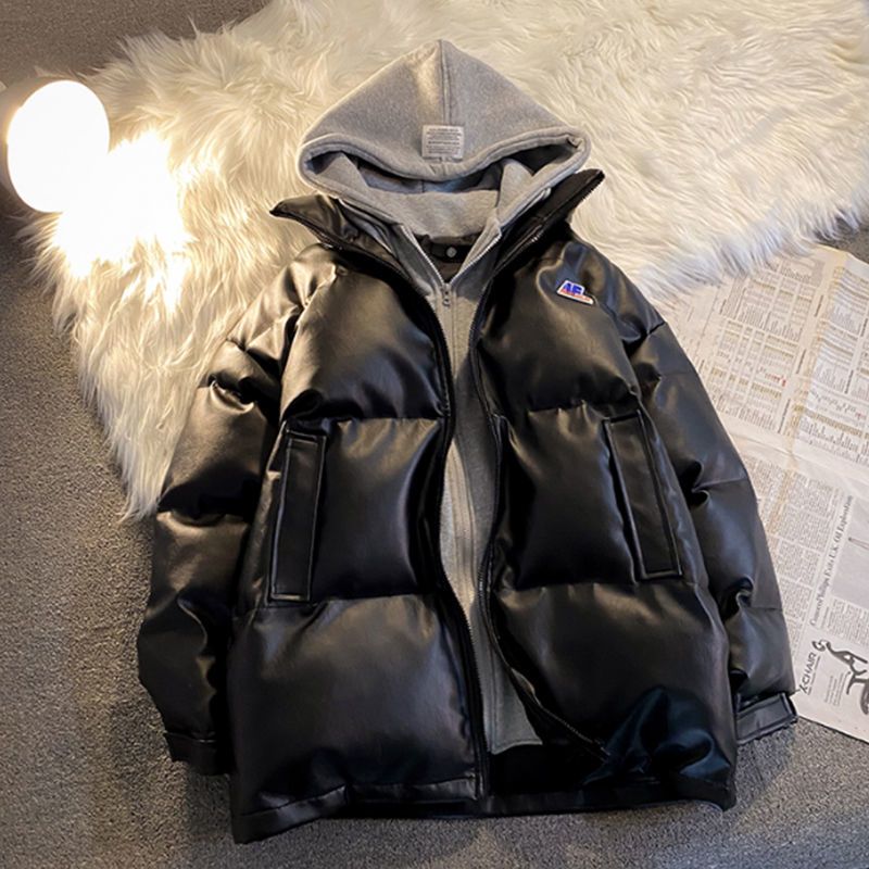 Down padded jacket men's trendy brand ins winter thick fake two-piece jacket Korean version of the trendy padded jacket  new cotton padded jacket