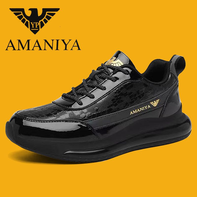 意大利阿玛尼男鞋秋冬季真皮面时尚运动休闲鞋气垫鞋防水男鞋加绒