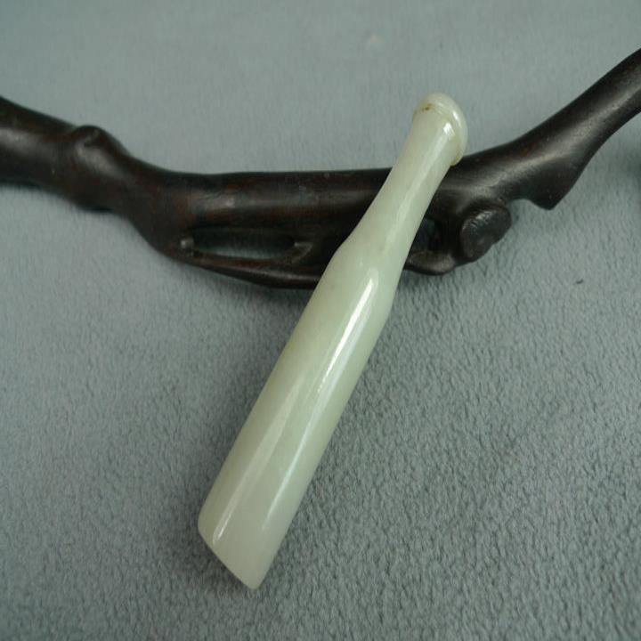 祖传清代天然老和田玉烟嘴新疆玉器老玉古玉t926b