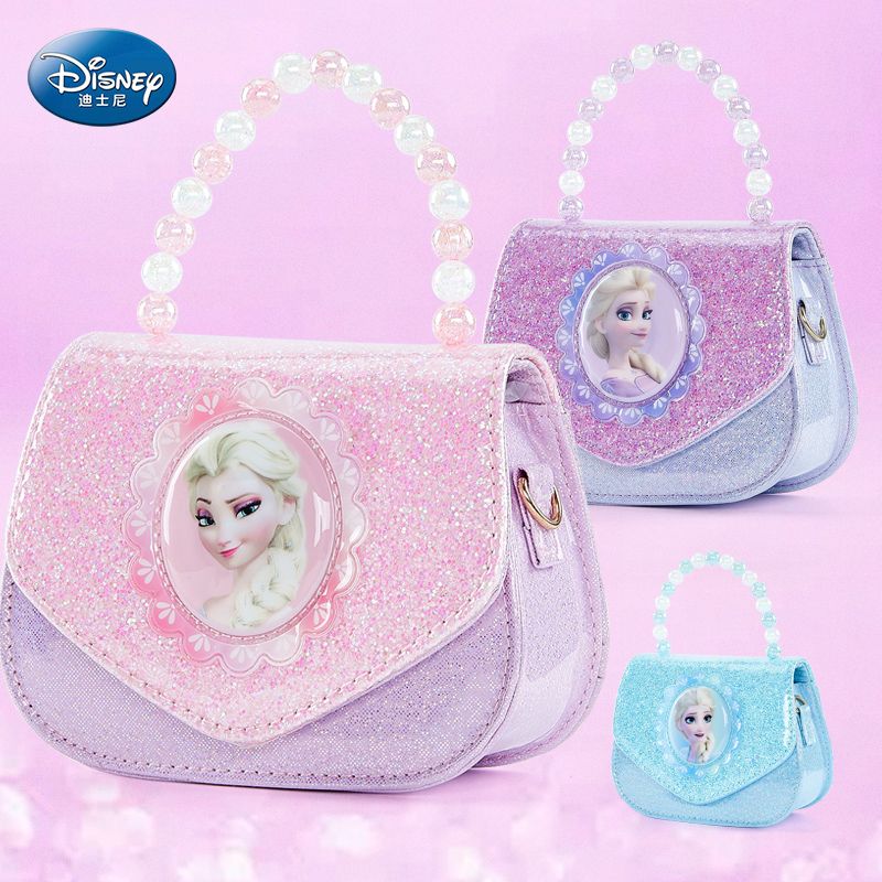 迪士尼女童包包儿童斜挎包爱莎公主闪灯包女童公主可爱女孩小包包